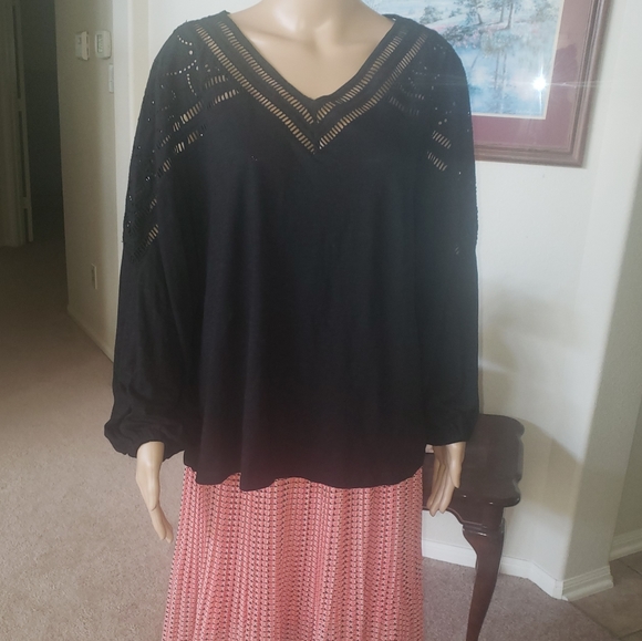 Chico's Tops - Chico's XLP flowy longsleeve crocheted yoke woven modal blend light airy luxury